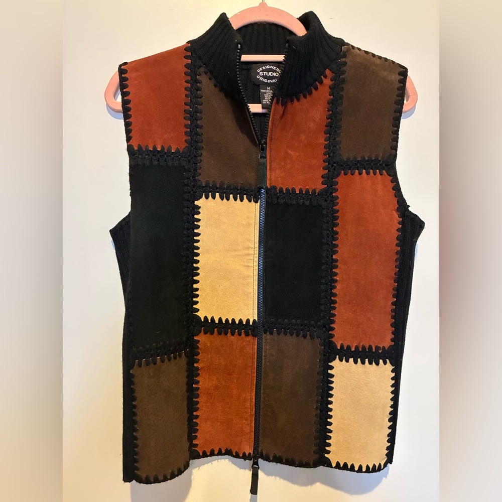 Designers Studio Leather Patchwork Vest! - image 2